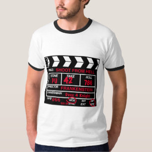 Camiseta Tiro do t-shirt da ardósia da câmera do inferno