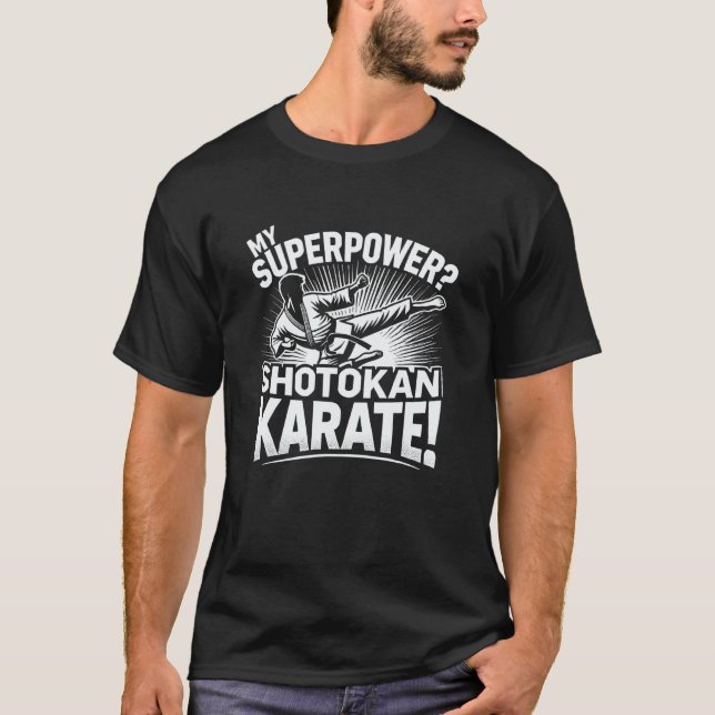 Camiseta Tiro engraçado de Karate Shotokan Meu Poder Super  (Frente)