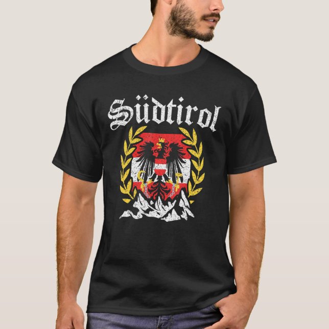 Camiseta Tirol Do Sul Com Montanhas E Casaco De Águia De Br (Frente)