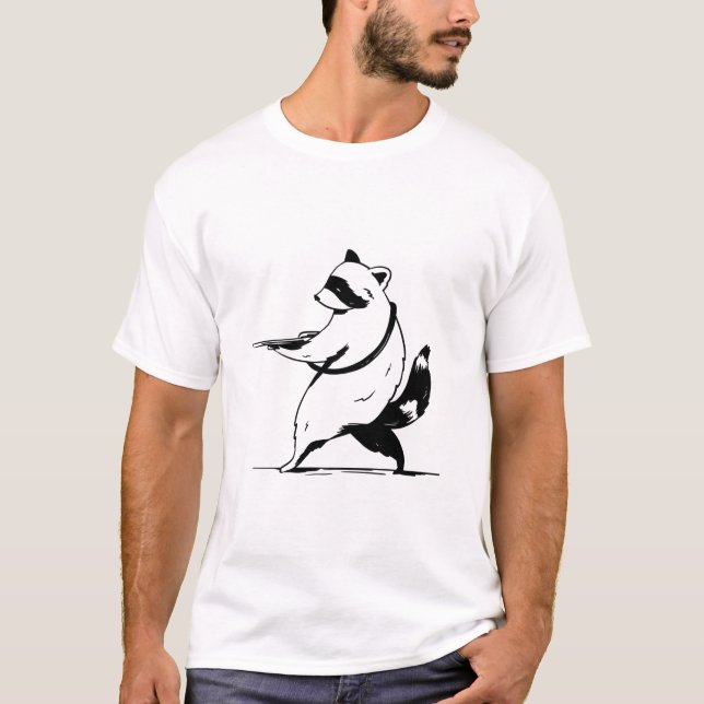 Camiseta Tiroteio de Guaxinim Engraçado (Frente)