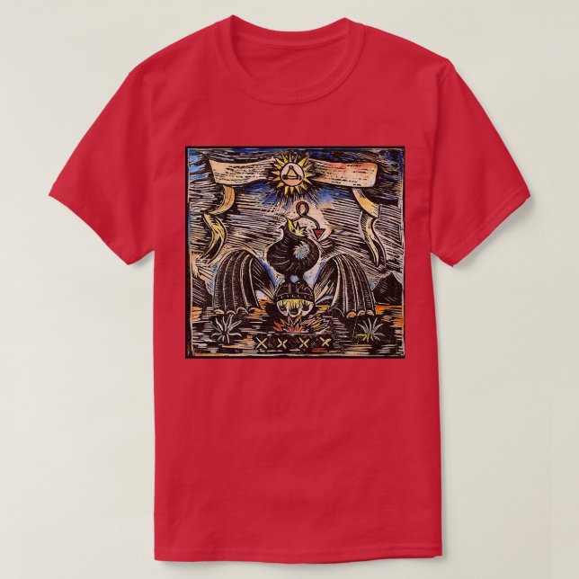 Camiseta Tirt Clássico de Impressão de Alquimia de Bloco de (Frente do Design)