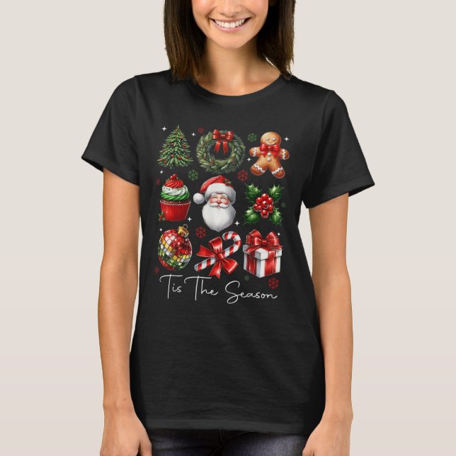 Camiseta Tis The Season Christmas Santa Gingerbread Xmas Tr (Frente)