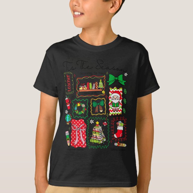 Camiseta Tis The Season Christmas Santa Snowman Xmastree Co (Frente)