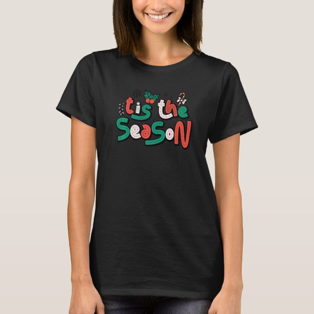Camiseta Tis the Season Christmas Xmas Matching Family Pjs  (Frente)