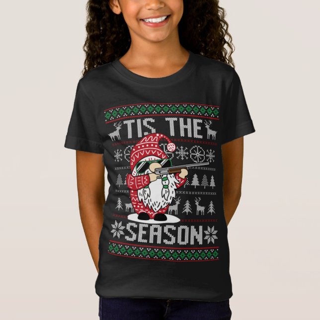 Camiseta Tis The Season Deer Hunting Gnome Reindeer Christm (Frente)