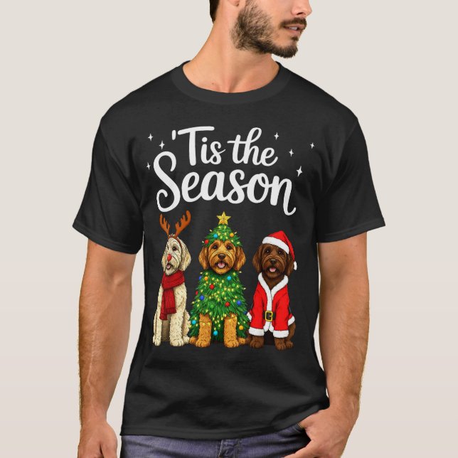 Camiseta Tis The Season Goldendoodle Christmas Santa Doodle (Frente)