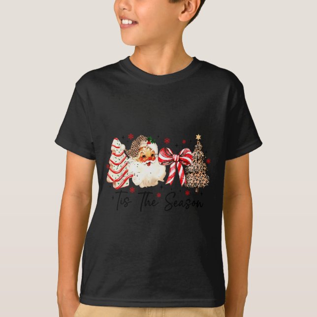 Camiseta Tis The Season Leopard Tree Santa Christmas Coquet (Frente)