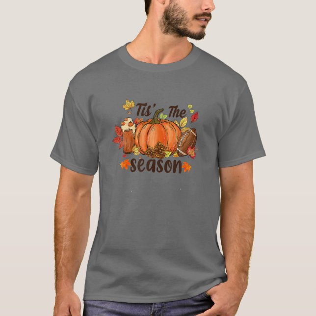 Camiseta Tis The Season Pumpkin Spice Futebol Halloween Ga (Frente)