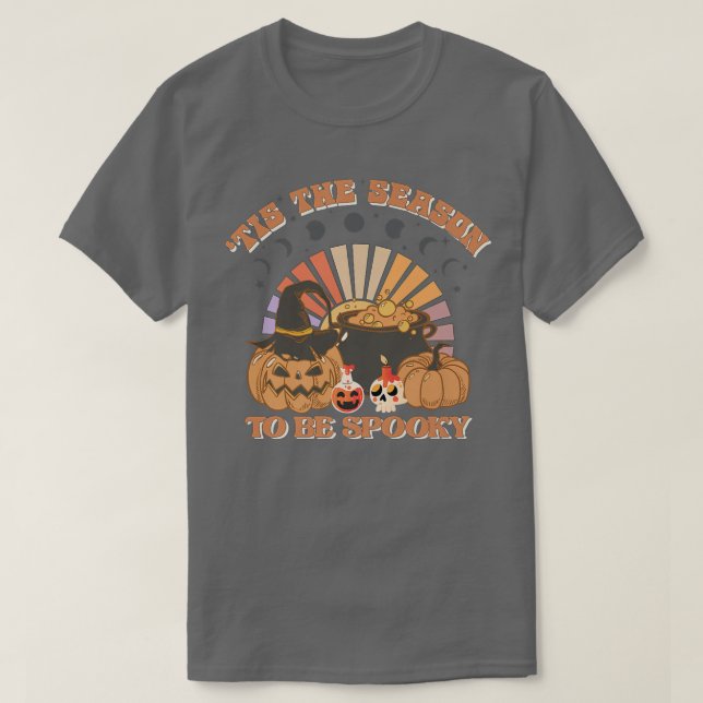 Camiseta Tis The Season To Be Spooky Moonphase Pumpkin Hall (Frente do Design)