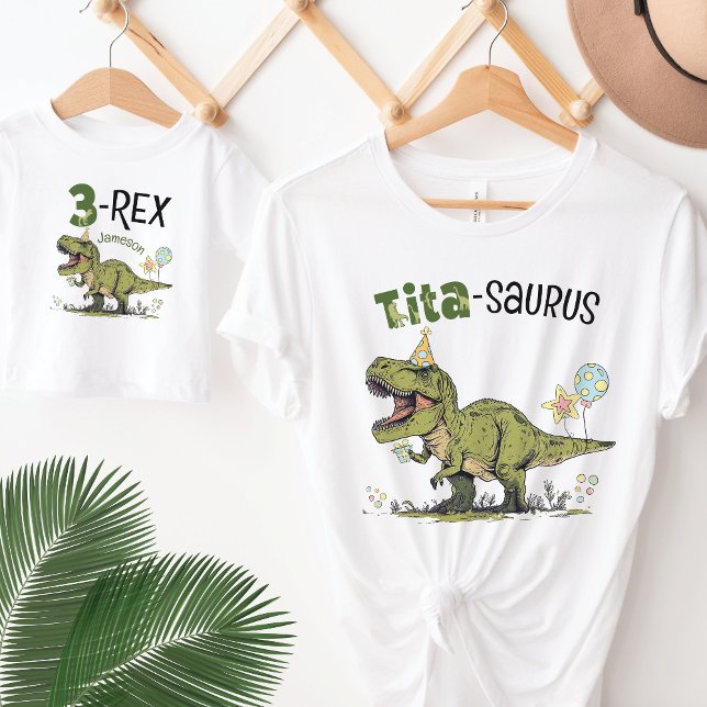 Camiseta Tita-saurus Dinossaur - Festa de Aniversário de cr (Cute funny tita-saurus t-rex dinosaur theme kids birthday party matching family t-shirt, aunt auntie)