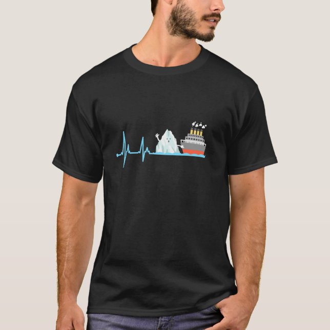 Camiseta Titanic Heartbeat Funny Iceberg RMS Cuise Ship Boy (Frente)