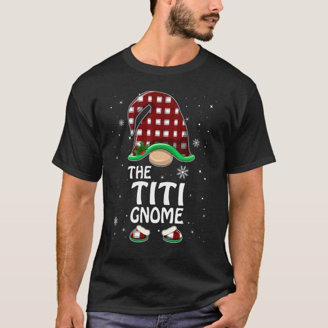 Camiseta Titi Gnome Buffalo Red Xadrez Matching Family Chri (Frente)
