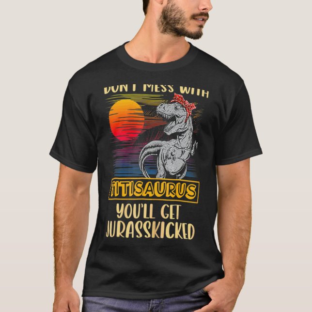 Camiseta Titi Rex Dinossauros Mamãe Saurus (Frente)