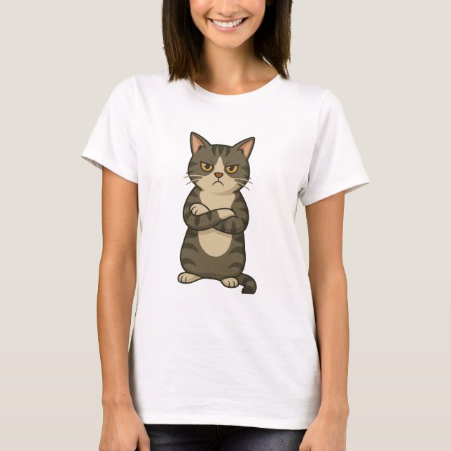 Camiseta Title: Grumpy Cat Attitude – Funny Cartoon T-Shirt (Frente)