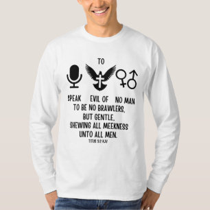 Camiseta Título 3:2 KJV Bíblia Verse Citação Longa Capa Mas