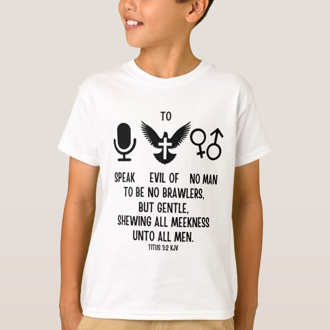 Camiseta Título 3:2 KJV Bíblia Verse Cote Menino (Frente)