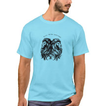Título: Blue T-Shirt com Leões Gêmeos e "Roar com