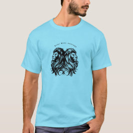 Camiseta Título: Blue T-Shirt com Leões Gêmeos e "Roar com