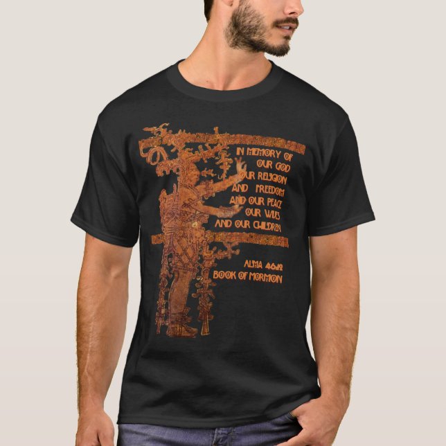 Camiseta Título da liberdade: Livro da história do Mormon (Frente)