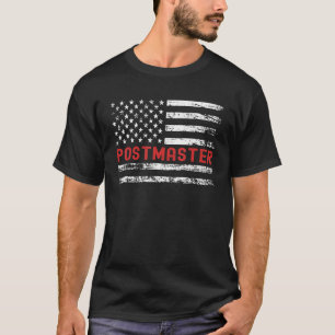 Camiseta Título do Cargo Retroativo do Postmaster USA Flag 