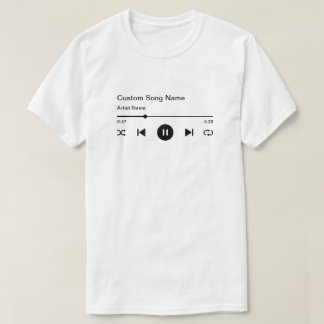 Camiseta Título do Nome da Música Personalizada e Player de