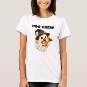 Camiseta Título: Fantasma de Halloween Fofo Abóbora Bruxa C