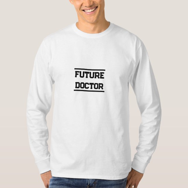 Camiseta Título Médico Futuro Design de Texto Mínimo (Frente)