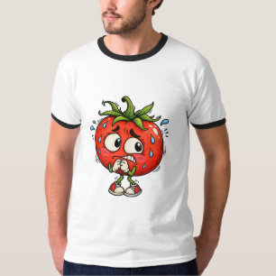 Camiseta Título: Tomate Nervoso Engraçado Fofo e Excêntrico