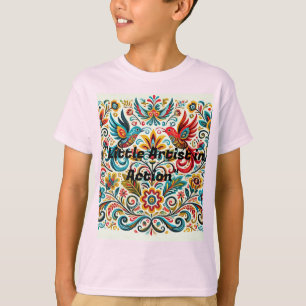 Camiseta Título: Vibrant Folk Art Floral Patterno T-Shirt
