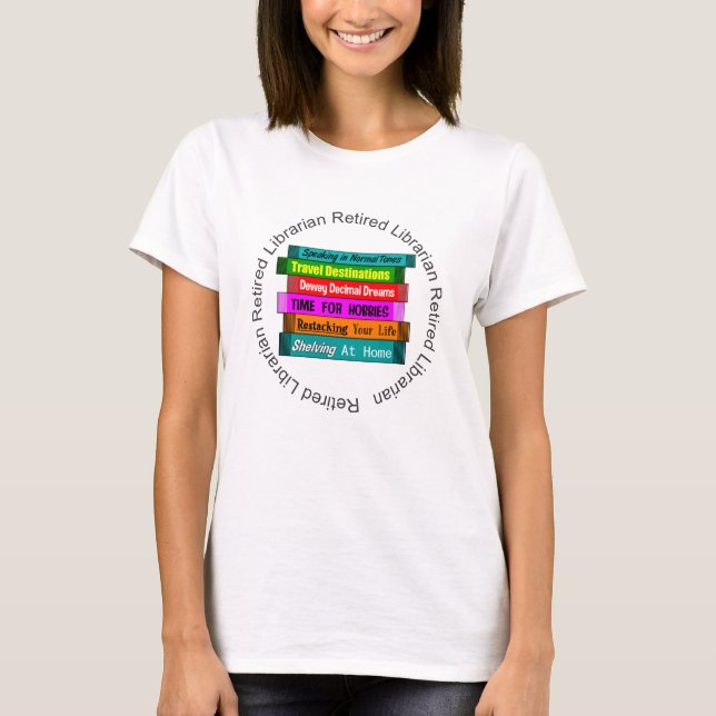 Camiseta Títulos aposentados do livro engraçado do (Frente)