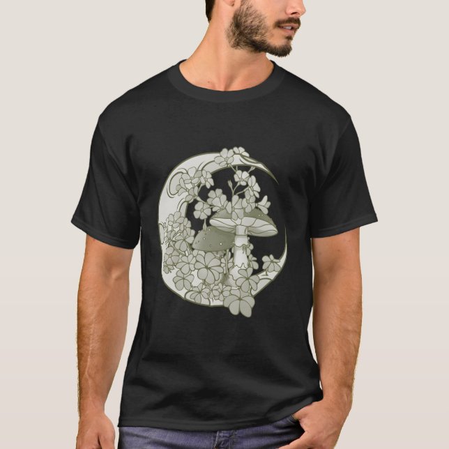 Camiseta Toadstool Agárica Voadora Com Flores C No Crescent (Frente)