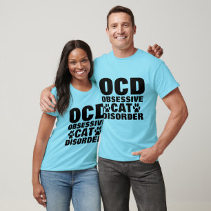 Camiseta TOC OBSESSIVE CAT DISORDER T-shirts Engraçadas