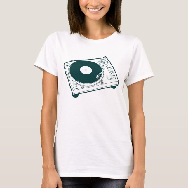 Camiseta Toca-discos de Vinil Antigo (Frente)