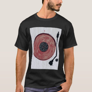 Camiseta Toca-discos de Vinil Giratório Amante de Música Re