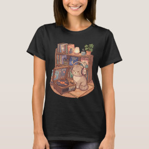 Camiseta Toca-Discos DJ Vinil Lo-Fi Scottish Fold