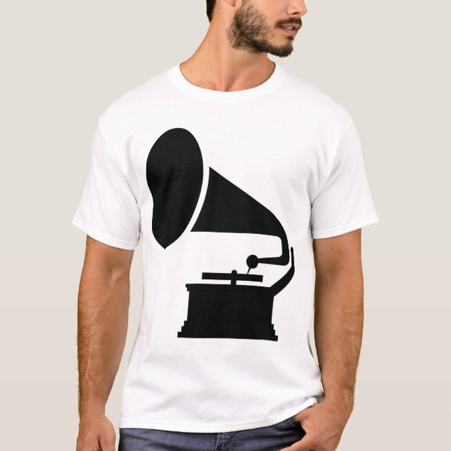 Camiseta Toca-discos - Preto (Frente)