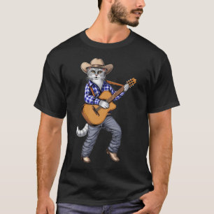 Camiseta Toca guitarra gato cowboy