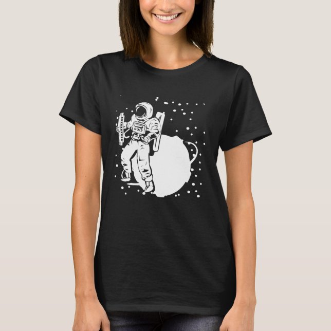 Camiseta Toca Harmônica Astronauta Com Planet Harmonicista (Frente)