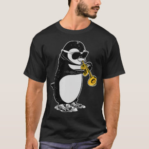 Camiseta Toca Trombeta Pinguim Amante da Música Infantil Mú