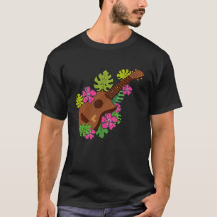 Camiseta Toca Ukulele Floral do Havaí Gráfico Musical