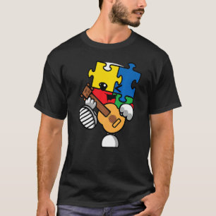 Camiseta Toca violão Conscientização do Autismo Puzzle Guit