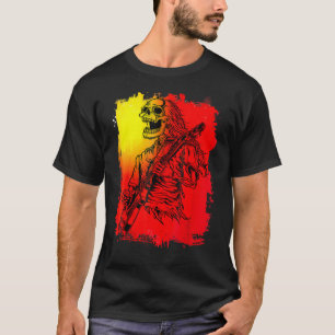 Camiseta Toca violão esqueleto do mal goth crânio Halloween