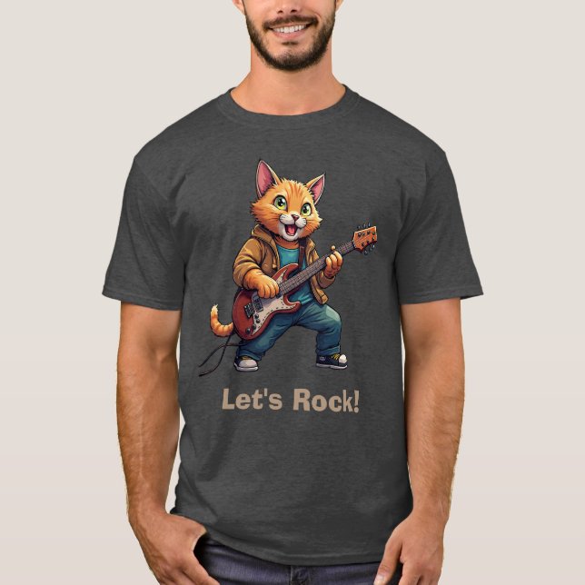 Camiseta Toca violão gato laranja (Frente)