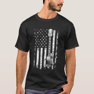 Camiseta Toca Violão Guitarrista Bandeira EUA Patriota Amer