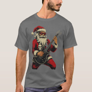 Camiseta Toca violão Papai Noel Tem um Natal de Rock Roll
