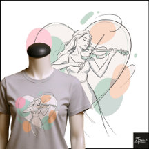 Toca Violino Minimalista Esboço Coração Pastel