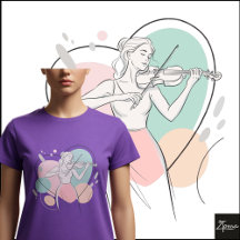 Toca Violino Minimalista Esboço Elegante Pastel