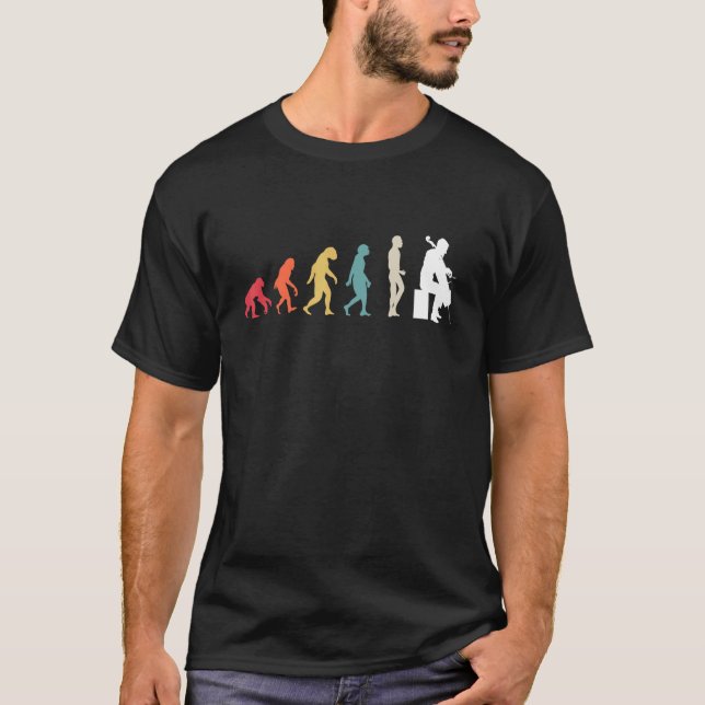 Camiseta Toca Violoncelo Evolução Retro Violoncelista Vinta (Frente)