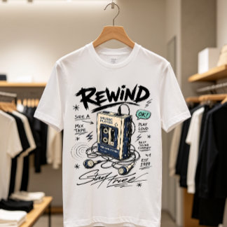 Camiseta Tocador de Cassete Retro Rewind Música