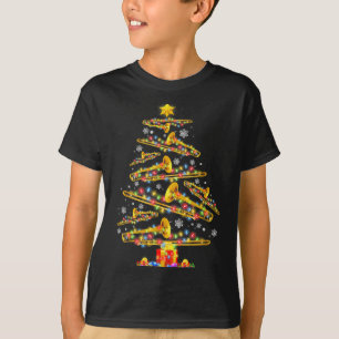 Camiseta Tocador de Trombone de Natal Árvore de Natal Jazz